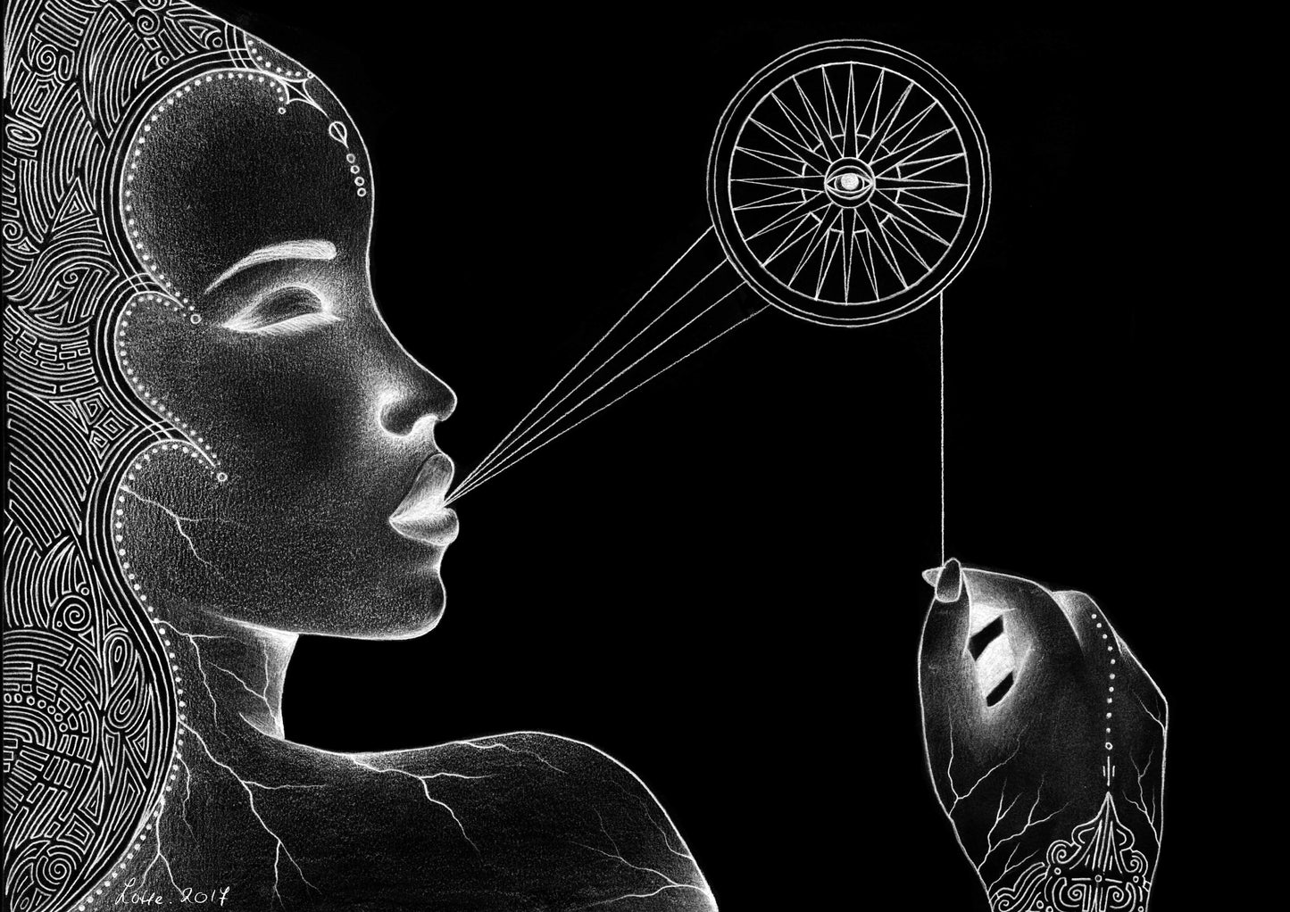 "Kissed by the Black Sun" - A4 - Art Print on Hahnemühle German Etching paper - (21 x 29,7 cm)