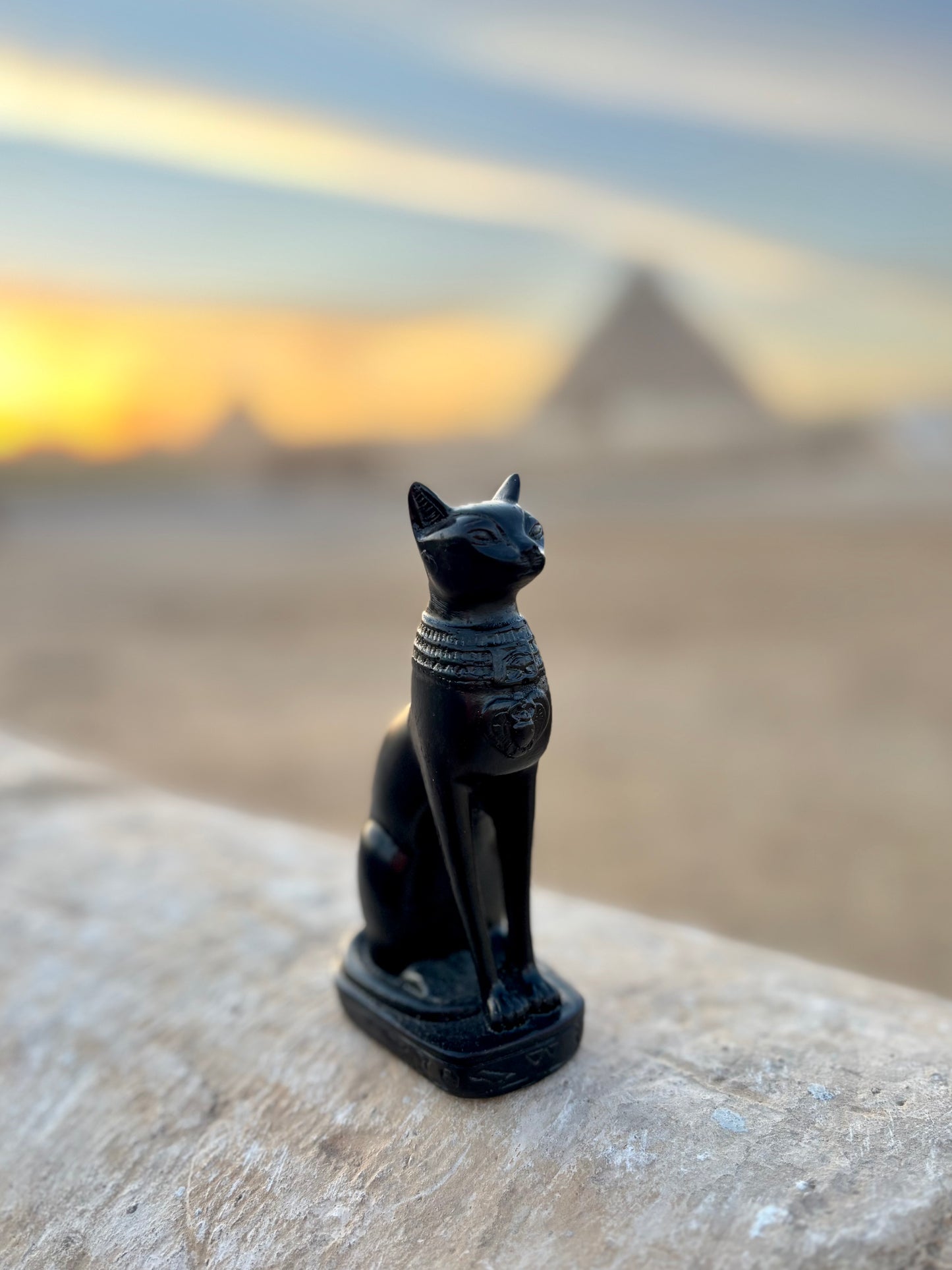 Egypt Black Cat Statue Basalt - Small